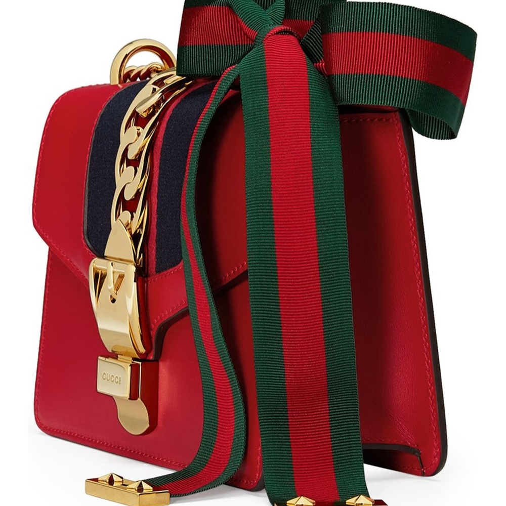 New Authentic Gucci Leather Shoulder bag Mini Red - Picture 6 of 12